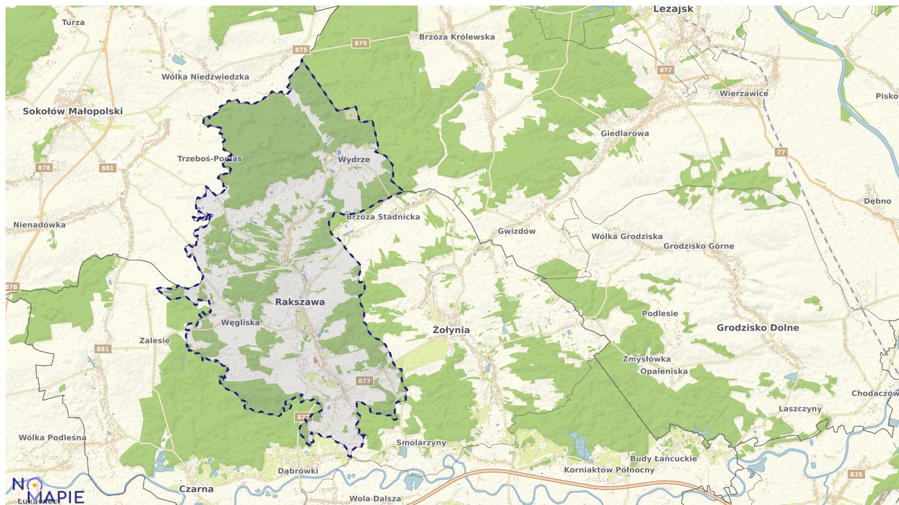 Mapa obszarów ochrony przyrody Rakszawy