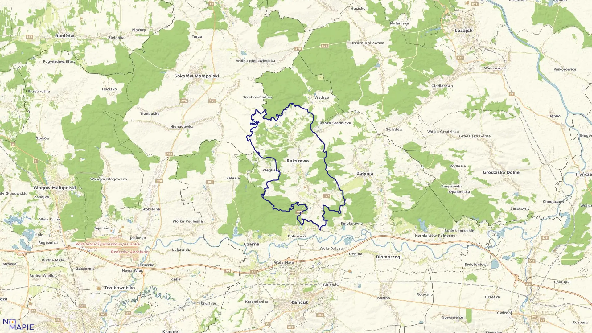 Mapa obrębu Rakszawa w gminie Rakszawa